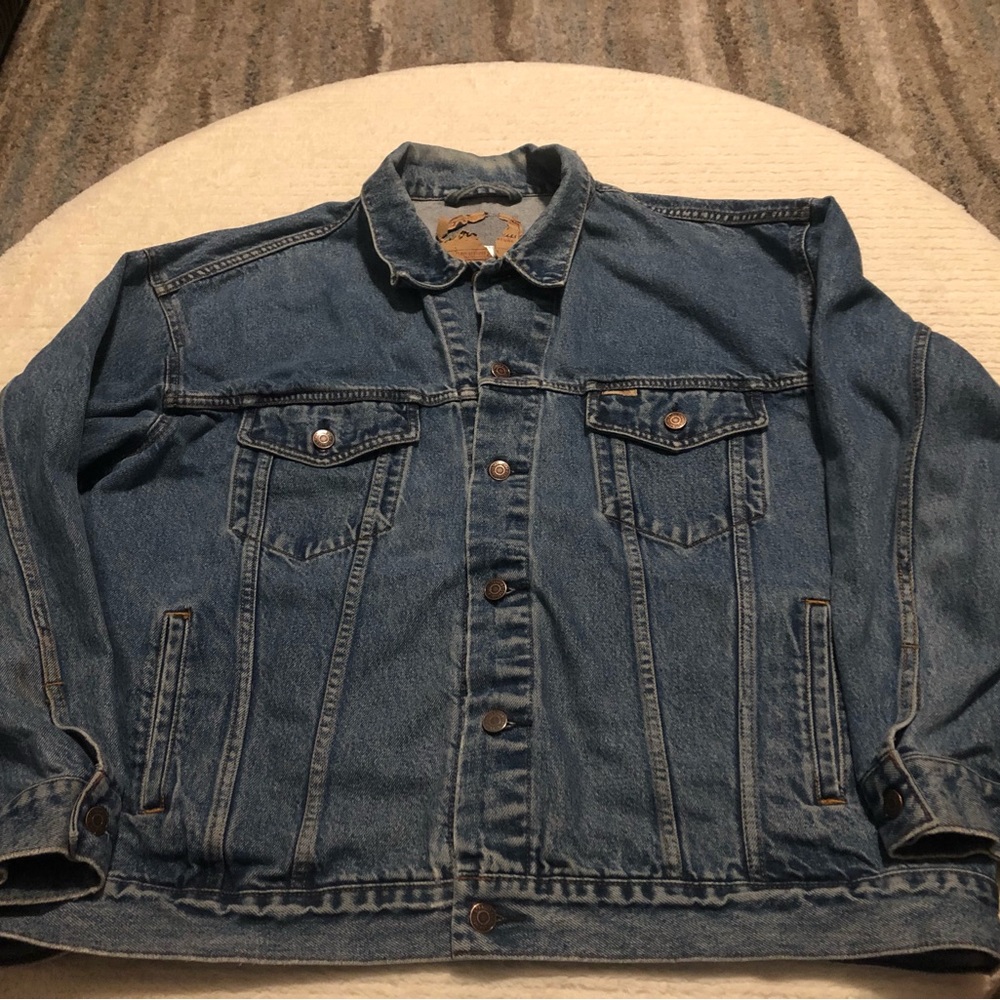 Levi Strauss Signature Denim Jean Trucker Jacket Wash Mens Sz XXL 28”x24” Ex Con